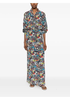 Fiorucci graphic-print long-sleeve maxi dress - Black