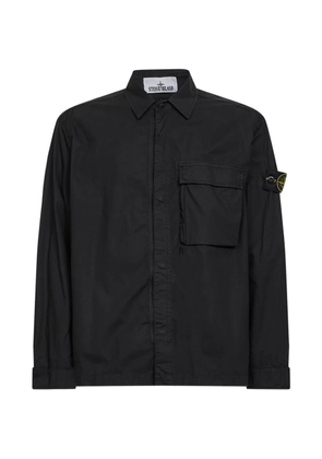 Stone Island garment-dyed logo-badge shirt - Black
