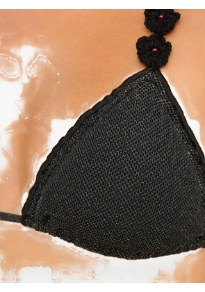 Del Maar Arapy crochet-flower bikini top - Black