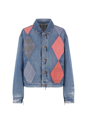 Kuro Argyle Sashiko denim jacket - Blue