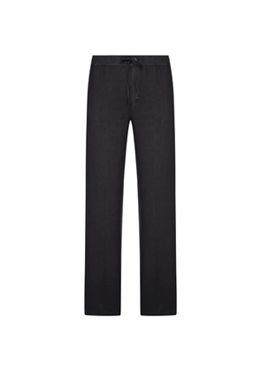 120% Lino drawstring linen trousers - Black