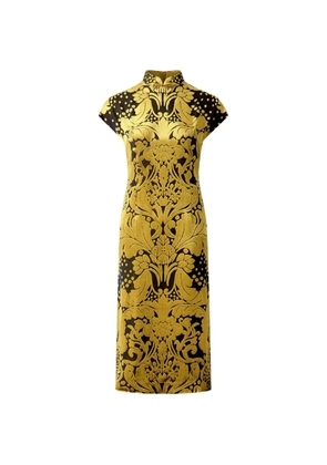 Shanghai Tang Tang velvet-devoré qipao dress - Yellow