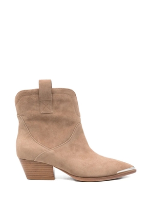 ADRIANNA FERETTI metal-tip suede cowboy boots - Brown