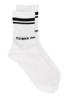 Comme Des Garçons logo-print striped-edge socks - White