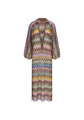 Missoni zigzag-print V-neck dress - Brown