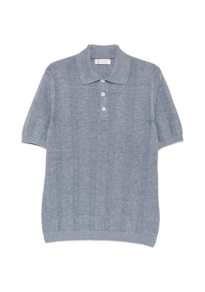 Brunello Cucinelli stripe-knit polo shirt - Blue