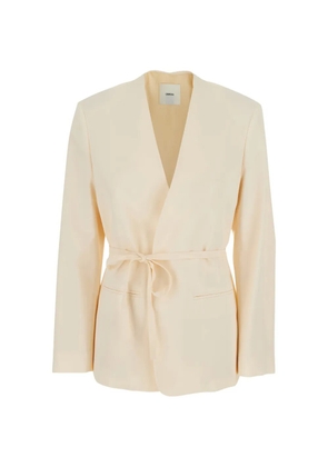 Grifoni belted V-neck jacket - Neutrals