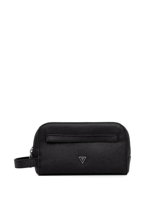 GUESS USA silver-tone logo wash bag - Black