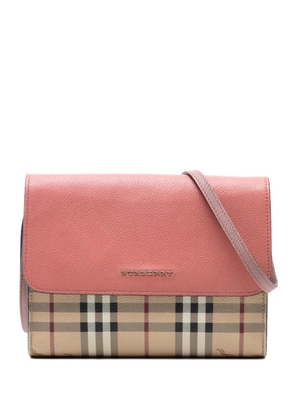 Burberry Pre-Owned 2000-2017 Haymarket Check Coated Canvas and Calfskin Loxley crossbody bag - Pink