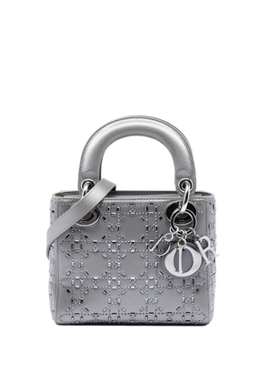 Christian Dior Pre-Owned 2019 Mini Satin Cannage Strass Crystal Embellished Lady Dior satchel - Grey