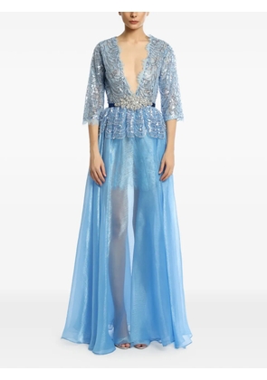 MIAU by Clara Rotescu Alia sequin-embellished peplum dress - Blue