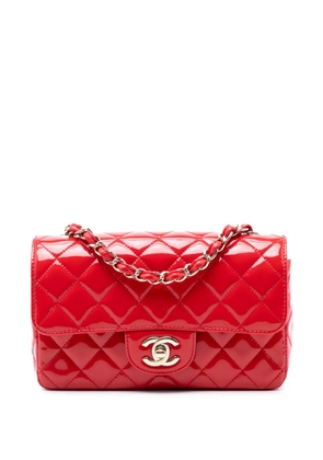 CHANEL Pre-Owned 2019 Mini Rectangular Classic Patent Single Flap crossbody bag - Red