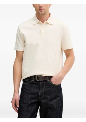 GUESS USA ribbed-trim piqué polo shirt - Neutrals