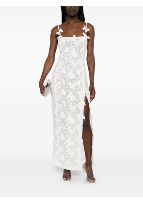 Blumarine butterfly-appliqué lace maxi dress - White