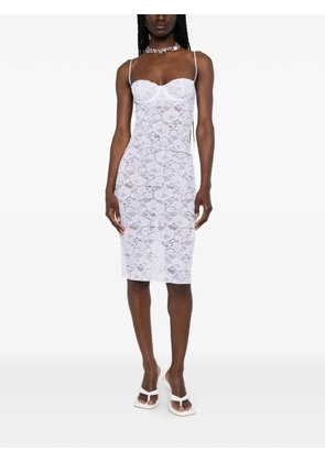 Oséree lace-overlay underwired dress - White