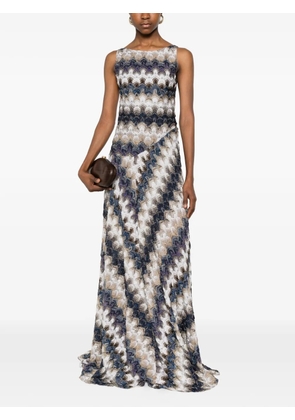 Missoni maxi zigzag-pattern open-back dress - Neutrals