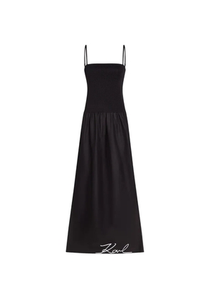 Karl Lagerfeld shirred maxi beach dress - Black