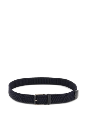 Zegna woven leather-trim belt - Blue