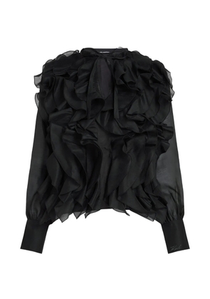 Karl Lagerfeld ruffled semi-sheer blouse - Black