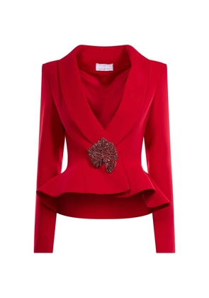 ARAFTU crystal-embellished peplum blazer - Red