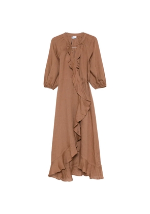 Marella ruffled wrap asymmetric dress - Brown