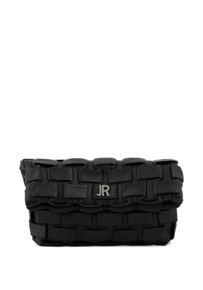 John Richmond woven-effect foldover clutch bag - Black