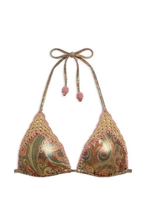 Del Maar paisley crochet trim bikini top - Gold