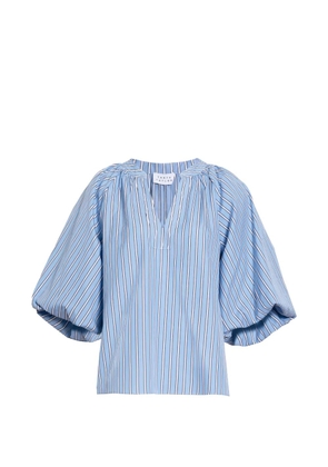 Tanya Taylor Marine striped V-neck top - Blue