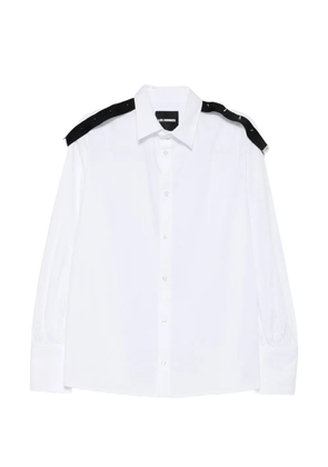 LES HOMMES stud-embellished shoulder-strap shirt - White