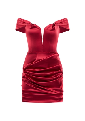 ARAFTU off-the-shoulder draped dress - Red