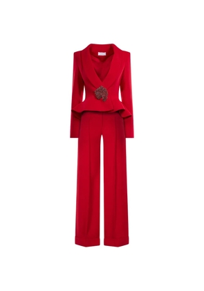 ARAFTU peplum crystal-embellished jumpsuit - Red