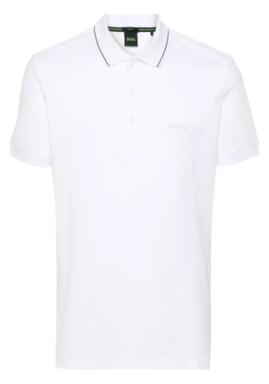 BOSS logo-embroidered polo shirt - White