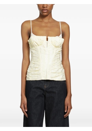 Alexander McQueen floral-jacquard ruched corset top - Neutrals