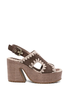 Mou crochet-trim leather sandals - Brown
