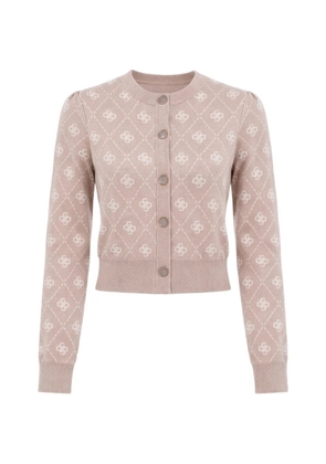 GUESS USA diamond-pattern logo-print cardigan - Neutrals