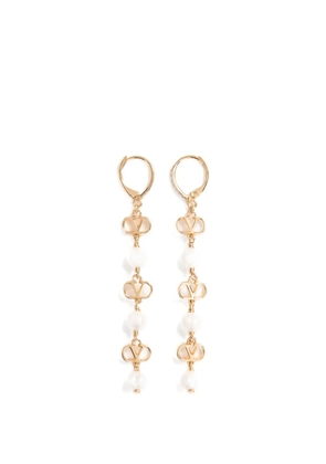 Valentino Garavani Vlogo Signature earrings in metal, glass beads, and Swarovski® crystals - Gold