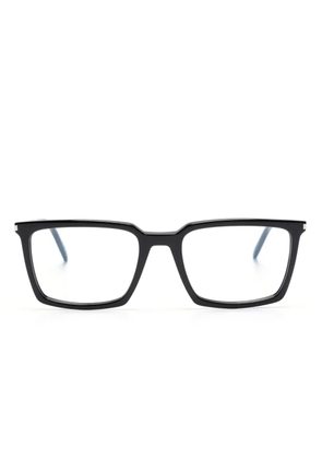 Saint Laurent Eyewear logo-print rectangle-frame glasses - Black