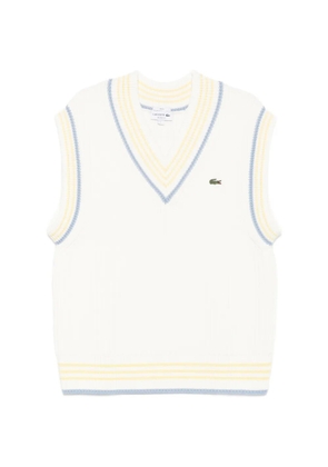Lacoste striped-trim ribbed-knit vest - White