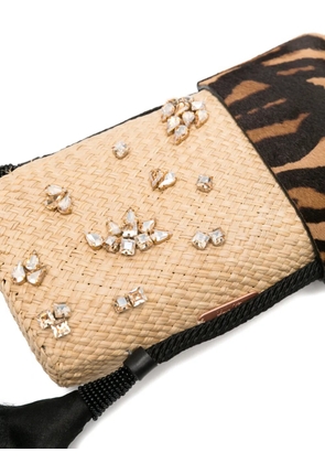 Johanna Ortiz leopard-print crystal-embellished cross body bag - Neutrals