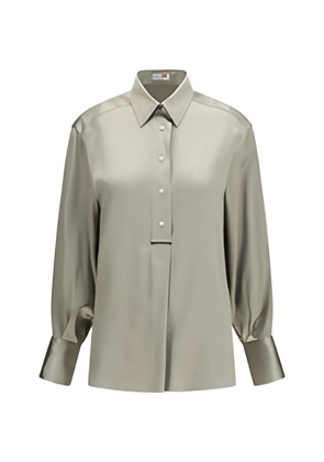 Brunello Cucinelli Monili-embellished satin blouse - Green