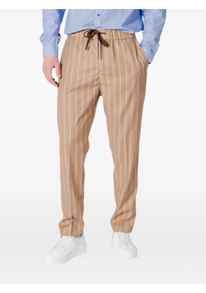 GIANNI LUPO pinstripe-print drawstring trousers - Neutrals