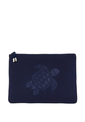Vilebrequin Pool embossed-turtle clutch bag - Blue