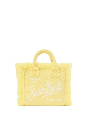 MC2 Saint Barth mini Vanity zebra-embossed frayed tote bag - Yellow