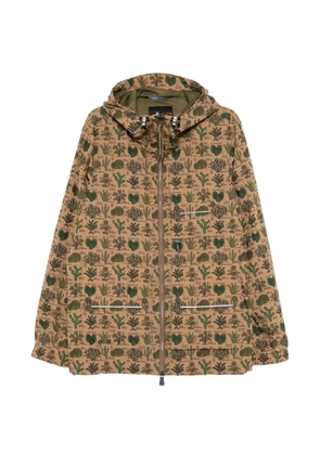 Moncler Grenoble logo-patched graphic-print jacket - Brown