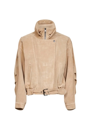 Blanca Vita belted suede jacket - Neutrals