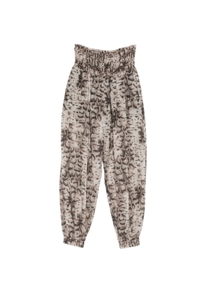 PINKO Bore snakeskin-print smocked trousers - Neutrals