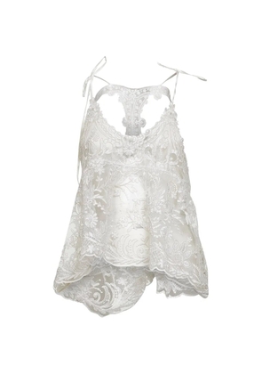 Maurizio lace-embroidered racer-back top - White