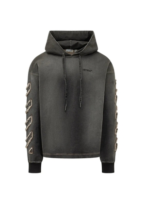 Off-White diagonals distressed hoodie - Grey