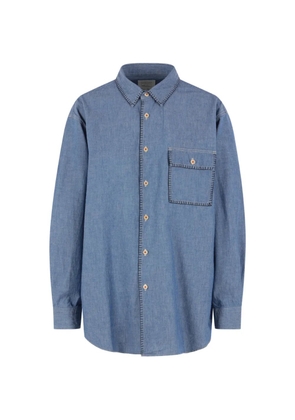 Kuro blanket-stitch chambray shirt - Blue