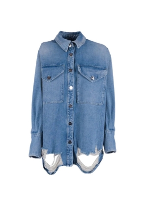 DONDUP distressed-finish shirt - Blue
